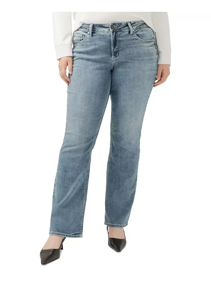 Женские джинсы Suki Curvy Fit Slim Bootcut размера Plus Silver Jeans Co. — изображение 1 из 3, синий