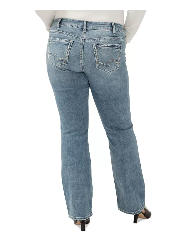 Женские джинсы Suki Curvy Fit Slim Bootcut размера Plus Silver Jeans Co. — изображение 2 из 3, синий
