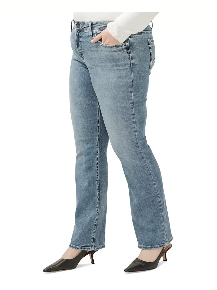 Женские джинсы Suki Curvy Fit Slim Bootcut размера Plus Silver Jeans Co. — изображение 3 из 3, синий