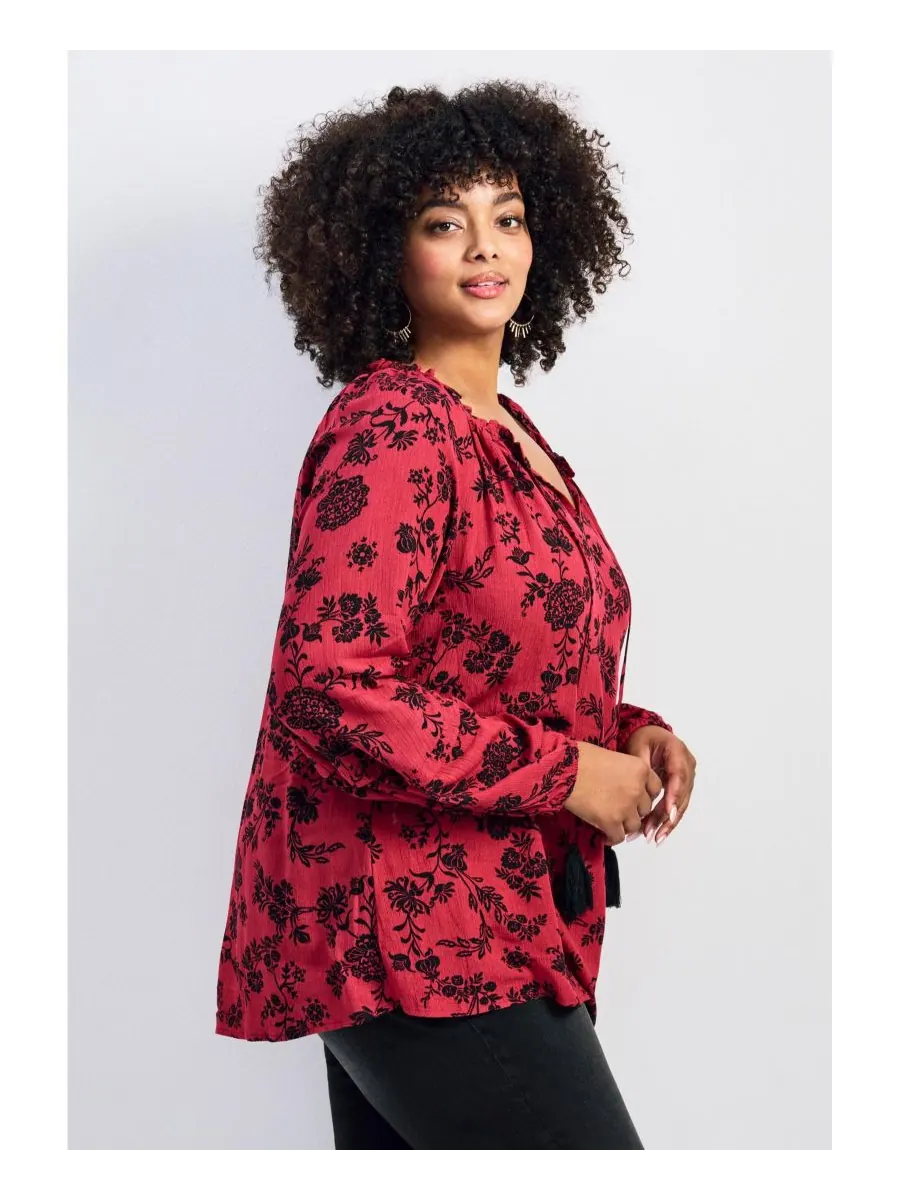 Женская крестьянская блузка Bianca AVENUE, Crimson silhouette — изображение 2 из 3