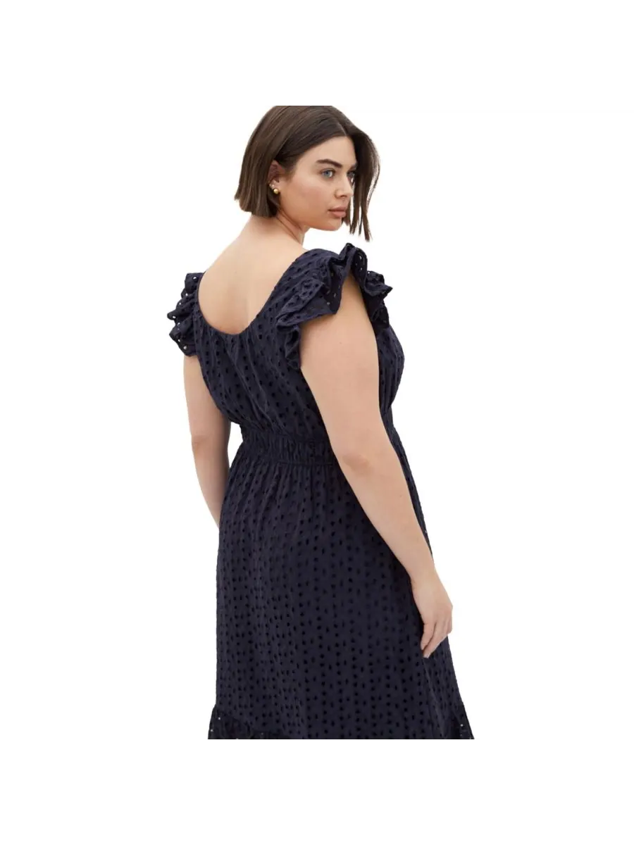 Женское миди-платье с вышивкой Sweet Broderie CITY CHIC — изображение 2 из 5, темно-синий