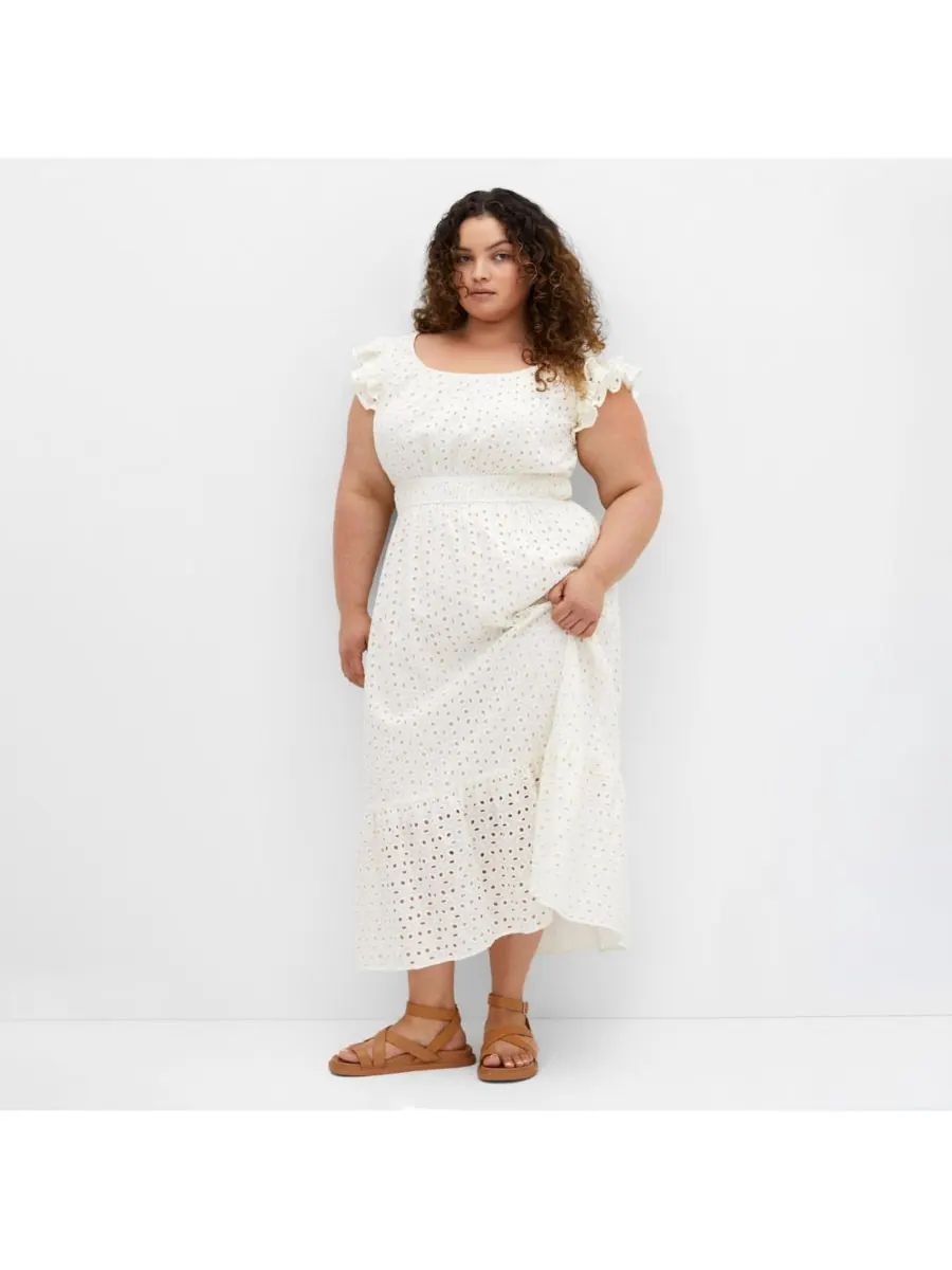 Женское миди-платье с вышивкой Sweet Broderie CITY CHIC — изображение 1 из 3, белый