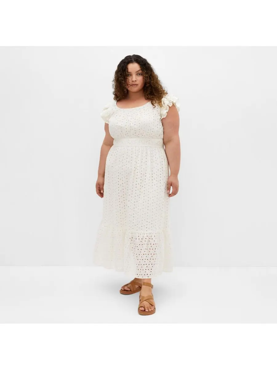 Женское миди-платье с вышивкой Sweet Broderie CITY CHIC — изображение 3 из 3, белый