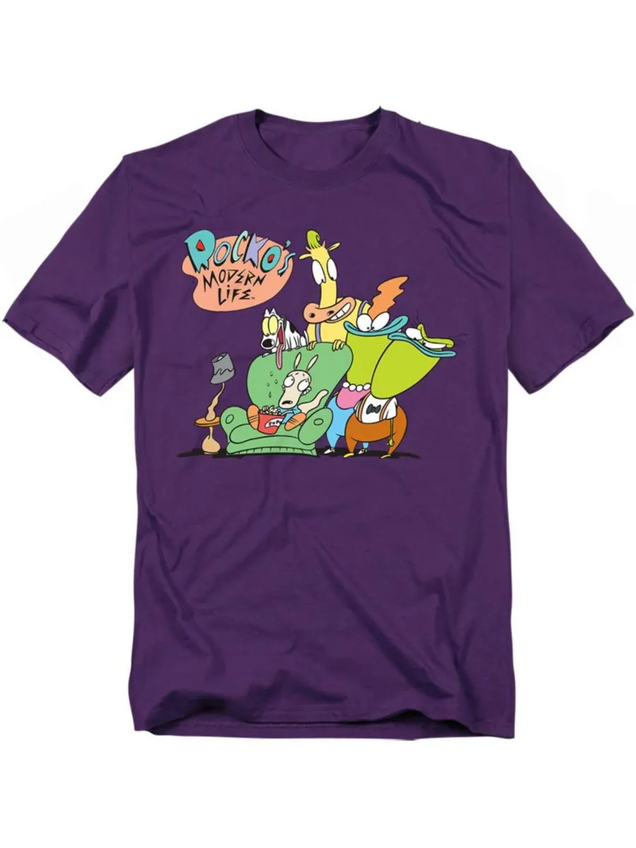 Мужская футболка Rocko's Modern Life с изображением Спунки, Эда, Бева и Хеффера Logovision — фиолетовый