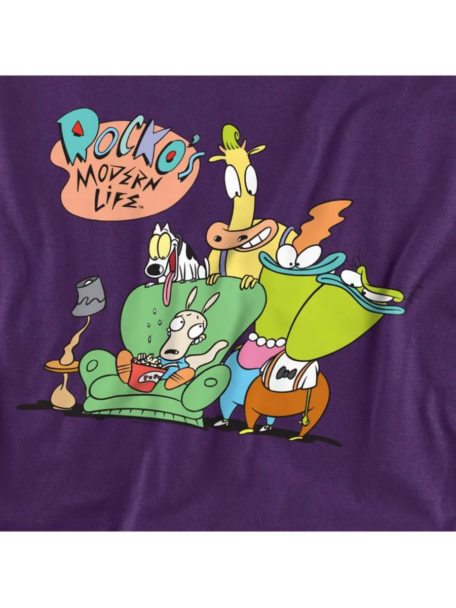 Мужская футболка Rocko's Modern Life с изображением Спунки, Эда, Бева и Хеффера Logovision — изображение 2 из 3, фиолетовый