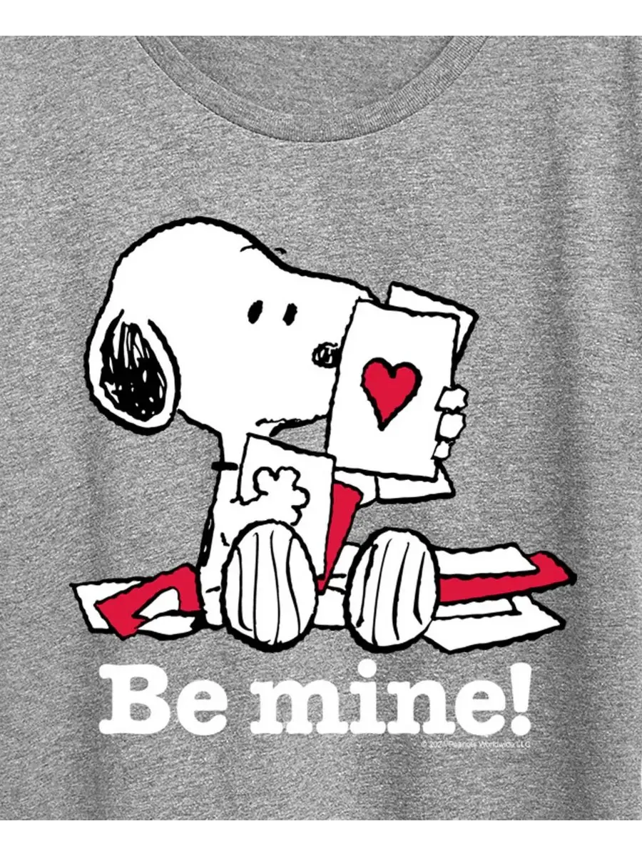 Женская футболка с коротким рукавом и графическим принтом "Peanuts Snoopy Be Mine Valentine" Hybrid — изображение 2 из 3