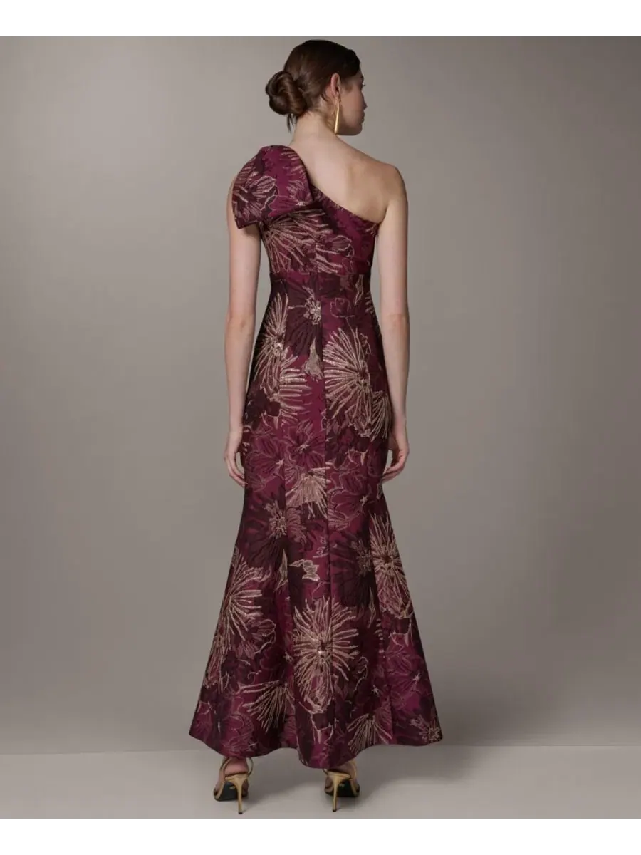 Платье длинное с одним плечом, жаккардовое Donna Karan New York — изображение 5 из 5, мульти