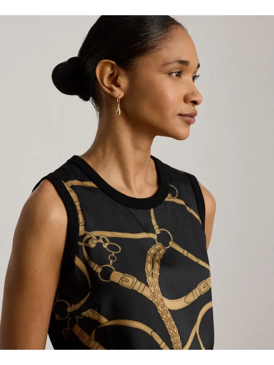 Свитер без рукавов с принтом Belting Print Lauren Ralph Lauren — изображение 7 из 7, черный мульти