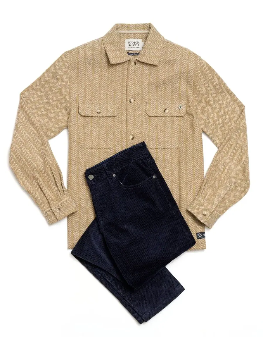 Мужская рубашка с жаккардовой полоской и воротником на пуговицах, свободного кроя SCOTCH & SODA — изображение 4 из 4