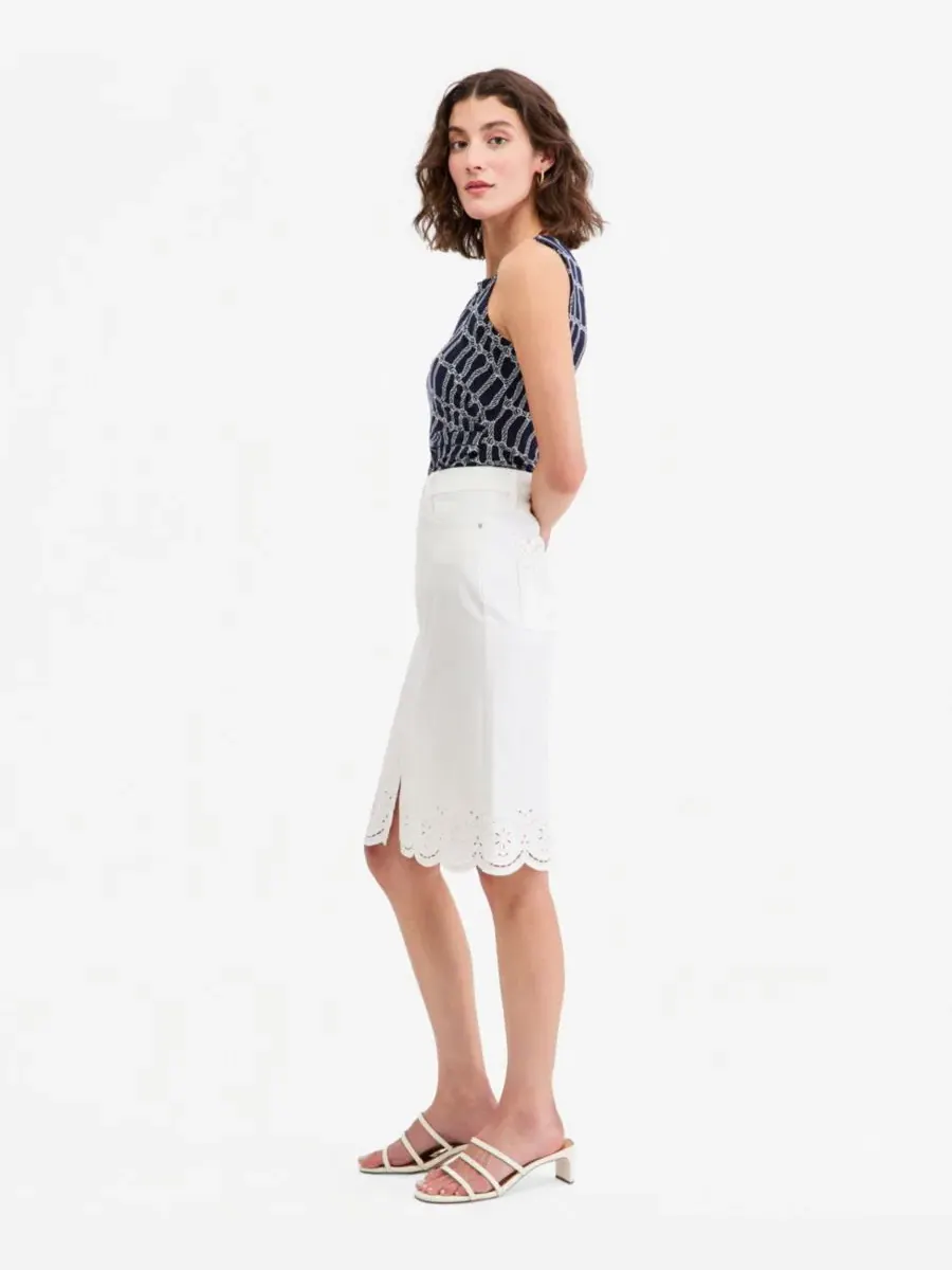 Юбка-карандаш с вышивкой ажурной Eyelet Embroidered Jones New York — изображение 2 из 4, белый
