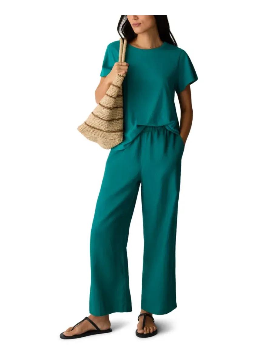 Футболка с коротким рукавом из 100% хлопка Eileen Fisher — изображение 2 из 4, бирюзовый