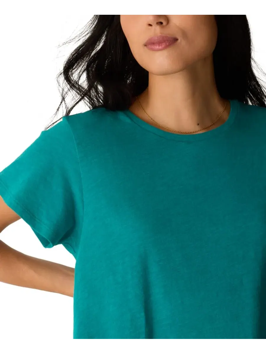 Футболка с коротким рукавом из 100% хлопка Eileen Fisher — изображение 3 из 4, бирюзовый
