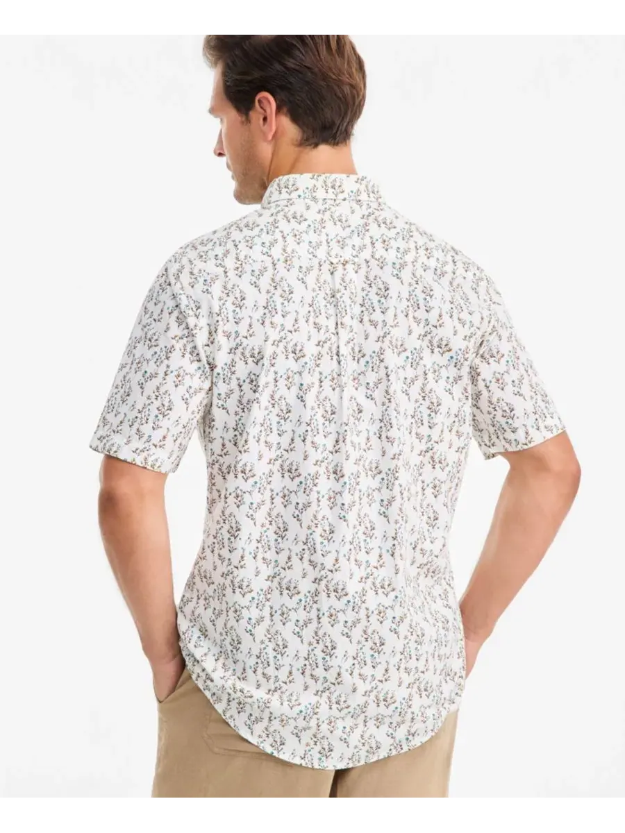 Мужская рубашка Bennet Poplin Floral-Print с коротким рукавом Club Room — изображение 4 из 5, белый