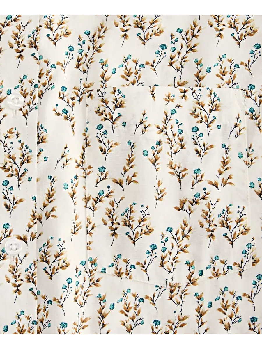 Мужская рубашка Bennet Poplin Floral-Print с коротким рукавом Club Room — изображение 5 из 5, белый