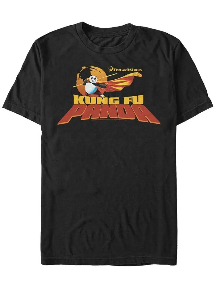 Мужская футболка с короткими рукавами и логотипом Kung Fu Panda Po Title Fifth Sun — изображение 1 из 1, черный