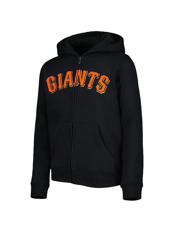 Черная флисовая толстовка с молнией во всю длину и надписью Big Boys San Francisco Giants Outerstuff — изображение 2 из 2