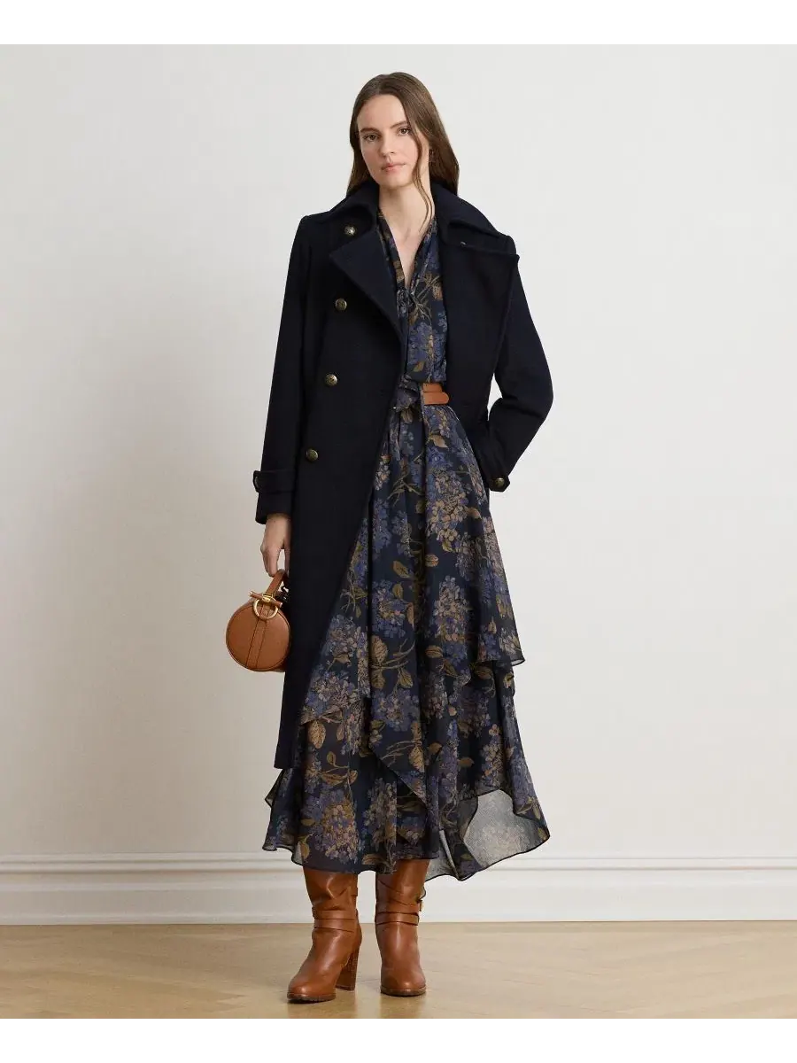 Платье миди с галстуком-завязкой и цветочным принтом Lauren Ralph Lauren — изображение 6 из 7, темно-синий мульти