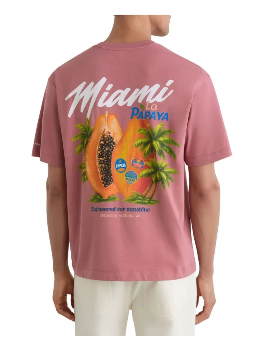 Футболка с принтом La Papaya Miami, бренд REISS — изображение 4 из 5, розовый