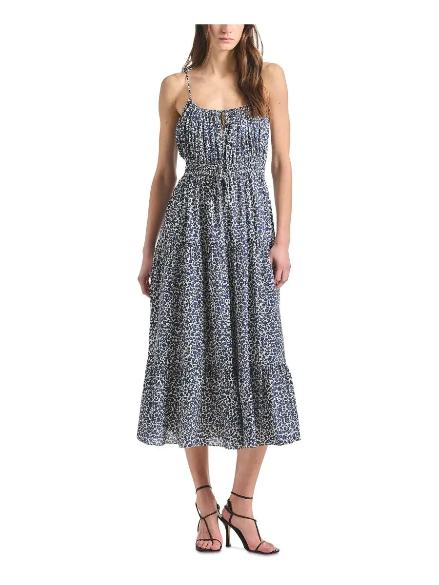 Платье-миди с принтом Abigail Smocked Waist Derek Lam 10 Crosby — синий
