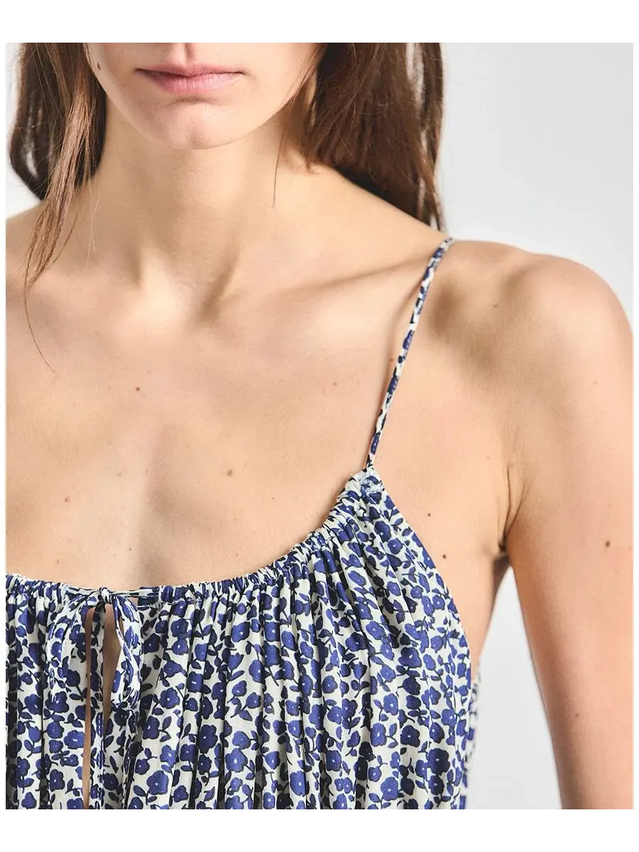 Платье-миди с принтом Abigail Smocked Waist Derek Lam 10 Crosby — изображение 3 из 4, темно-синий