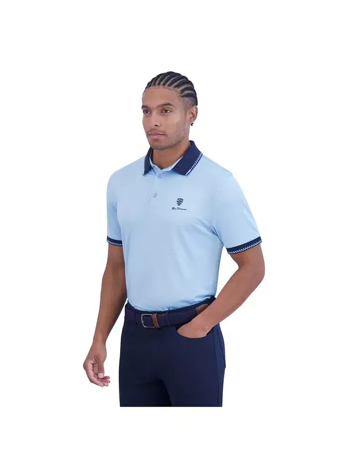 Мужская поло спортивного кроя Checker Rib Tech Pique Ben Sherman — изображение 2 из 4, синий