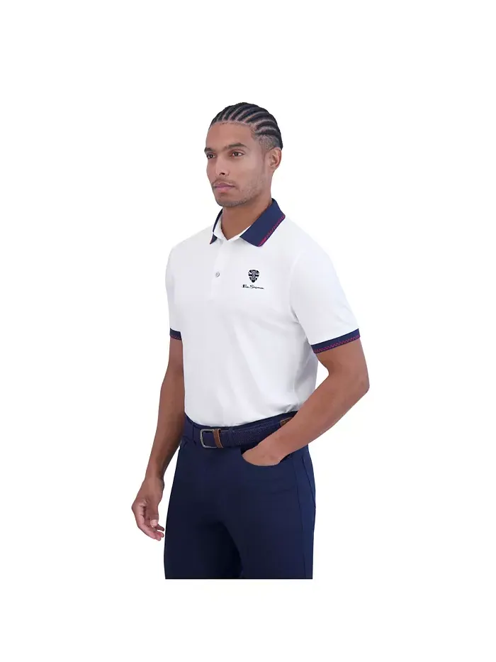 Мужская поло спортивного кроя Checker Rib Tech Pique Ben Sherman — изображение 1 из 5, белый