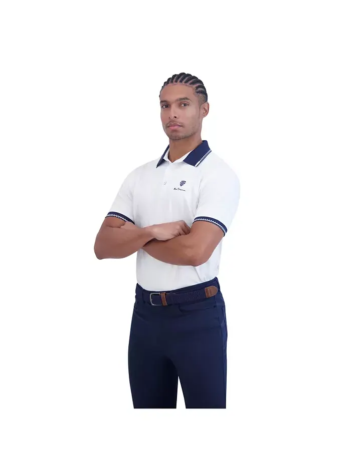 Мужская поло спортивного кроя Checker Rib Tech Pique Ben Sherman — изображение 3 из 5, белый