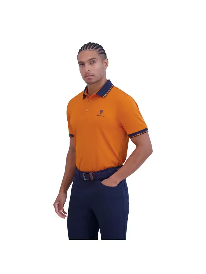 Мужская поло спортивного кроя Checker Rib Tech Pique Ben Sherman — изображение 1 из 3, янтарный