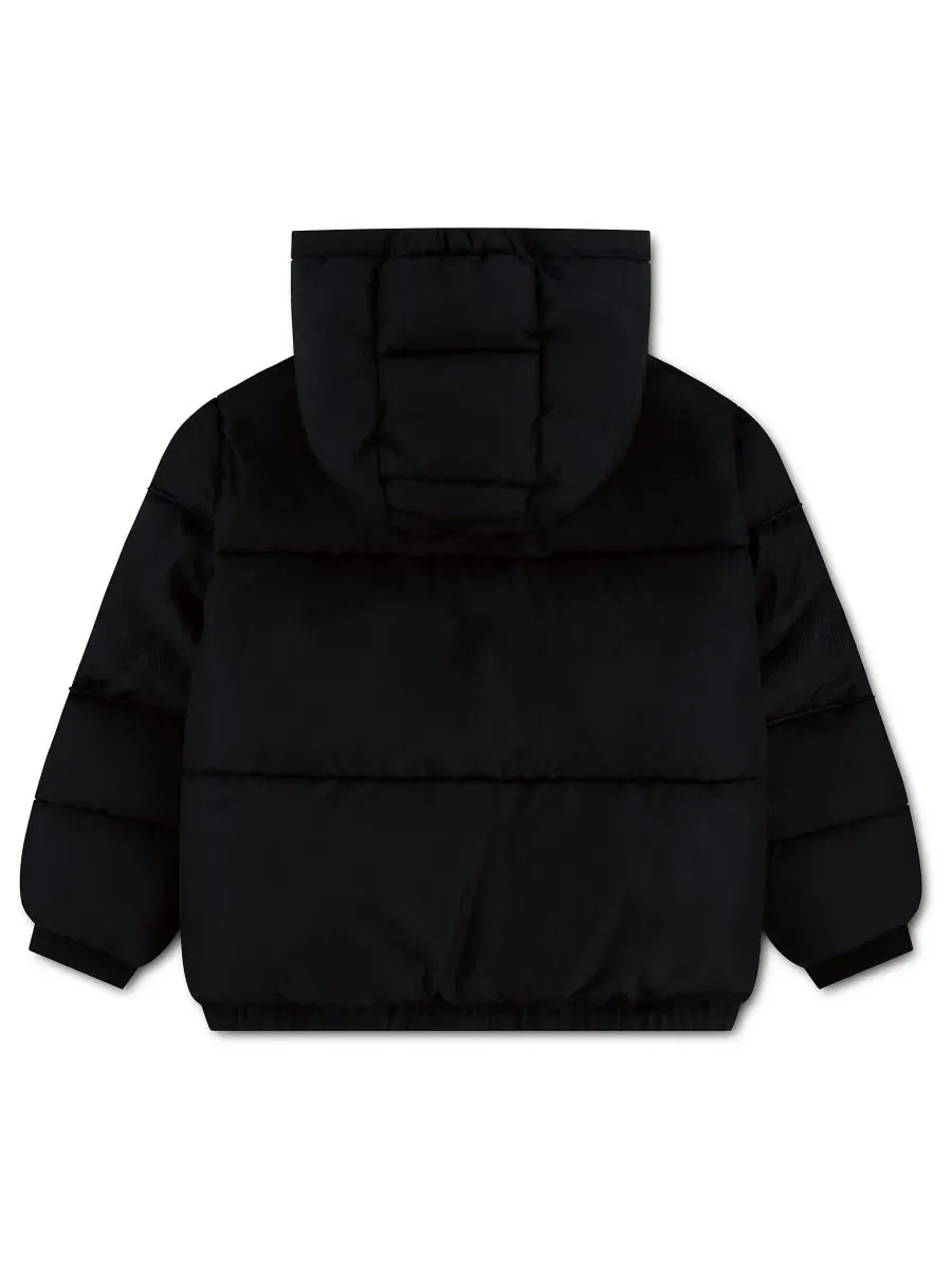 Детский пуховик с капюшоном Jacquard Logo Mixed Media Nike — изображение 2 из 4, черный