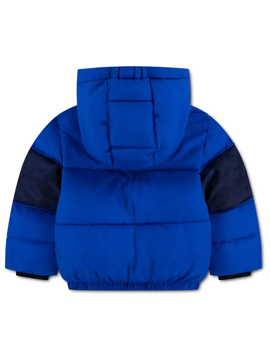 Детская куртка-пуховик с капюшоном Jacquard Logo Mixed Media Puffer Jacket Nike — изображение 2 из 4, гейм роял