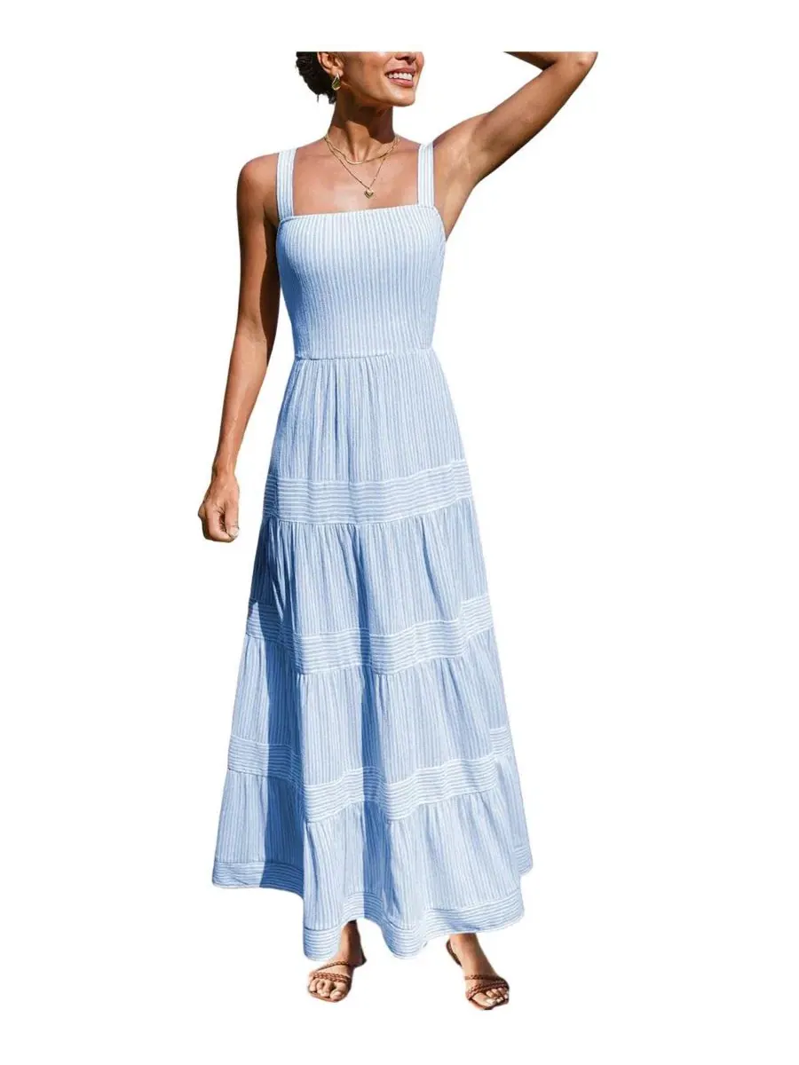 Платье-макси Not Sorry Striped Cupshe — изображение 1 из 3, синий