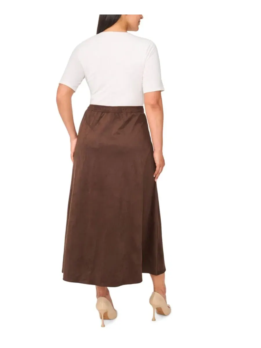 Юбка-трапеция с центральным швом Plus Size Center Seam A-Line Skirt Vince Camuto — изображение 4 из 5, шоколадный