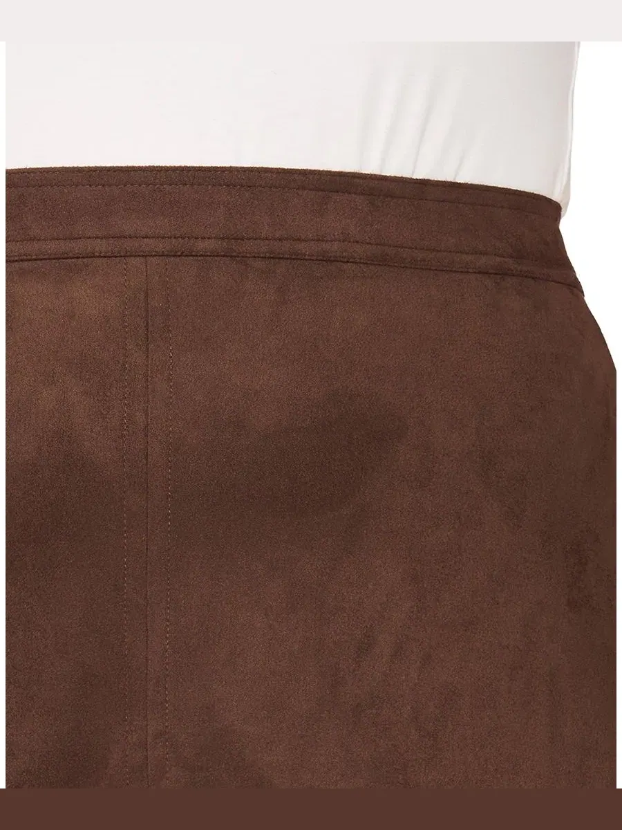 Юбка-трапеция с центральным швом Plus Size Center Seam A-Line Skirt Vince Camuto — изображение 5 из 5, шоколадный