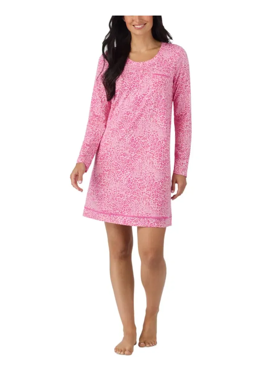 Ночная рубашка с длинным рукавом и круглым вырезом, модель Sleep Shirt Cuddl Duds — розовый