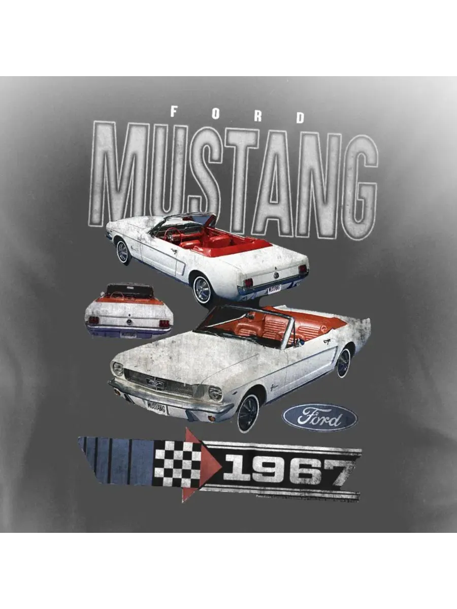 Футболка мужская с принтом Ford 67 Mustang — изображение 3 из 3, черный