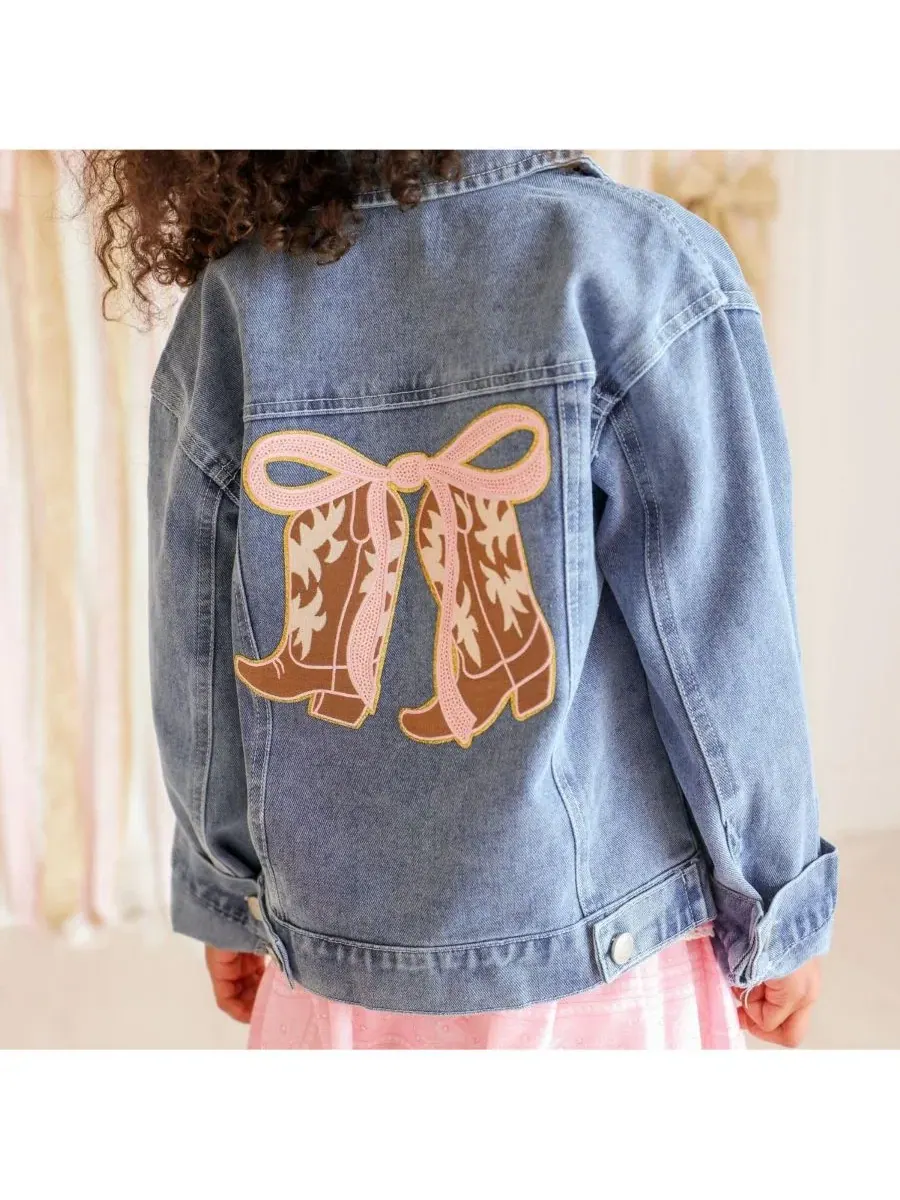 Джинсовая куртка с принтом на спине Cowgirl Cutie Patch Sweet Wink — изображение 2 из 5, джинсовый синий