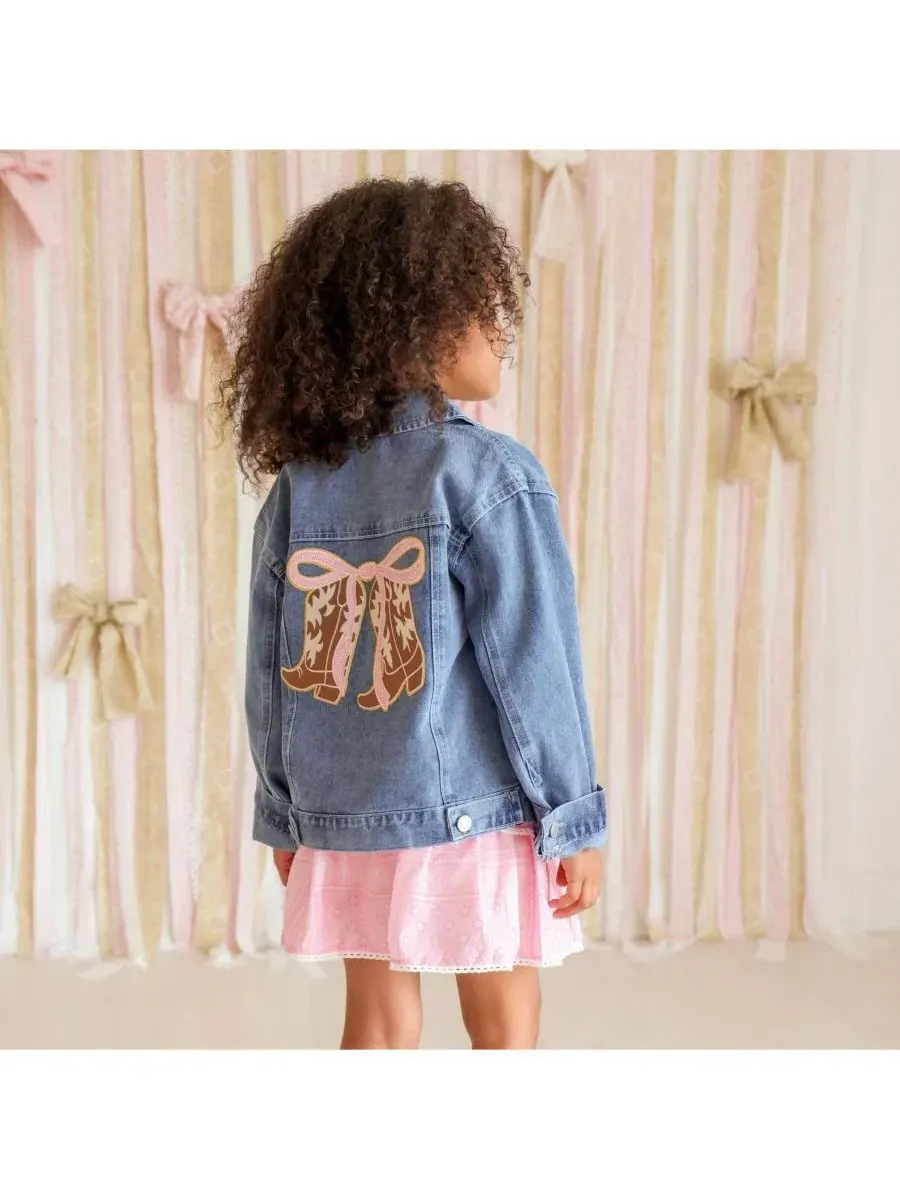 Джинсовая куртка с принтом на спине Cowgirl Cutie Patch Sweet Wink — изображение 3 из 5, джинсовый синий