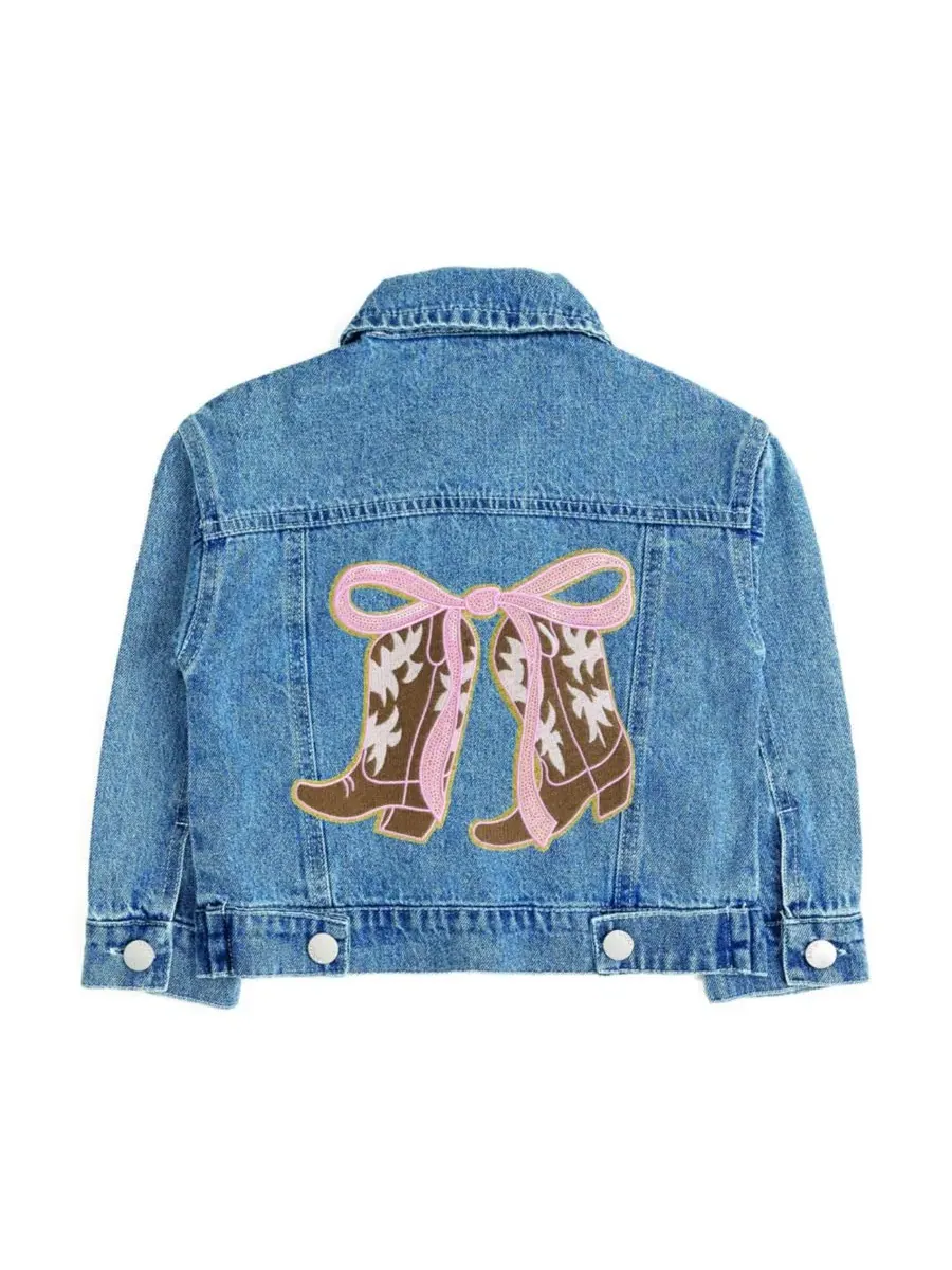 Джинсовая куртка с принтом на спине Cowgirl Cutie Patch Sweet Wink — изображение 4 из 5, джинсовый синий