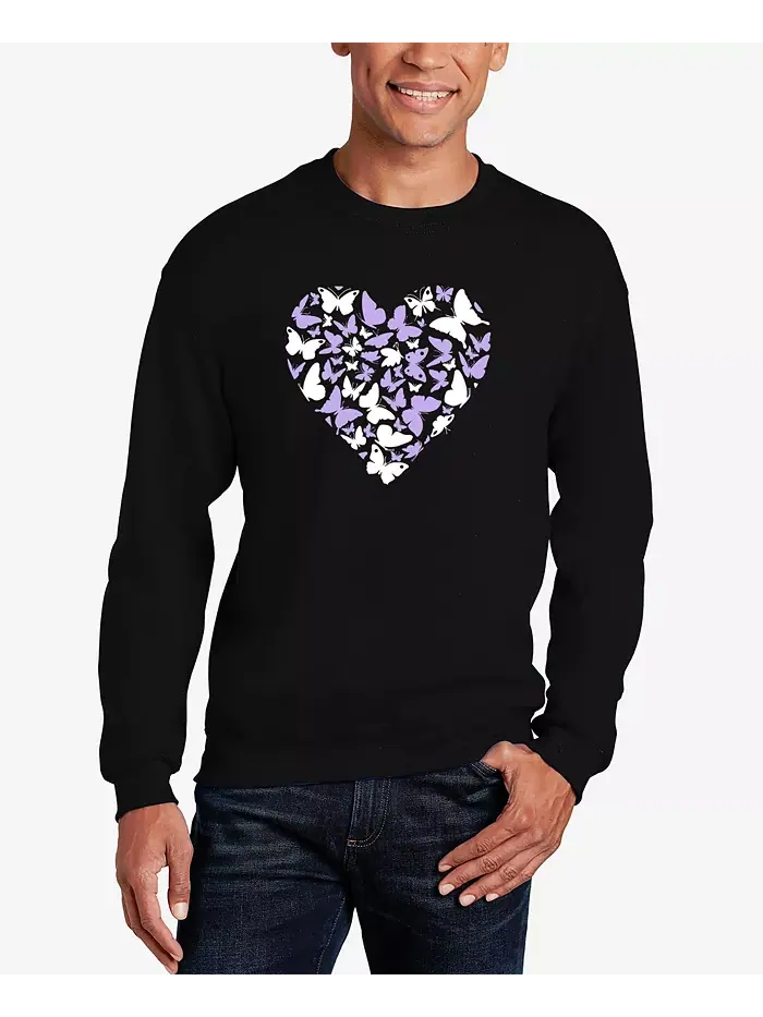 Мужская толстовка с принтом Butterfly Heart Word Art LA Pop Art — изображение 1 из 3, черный