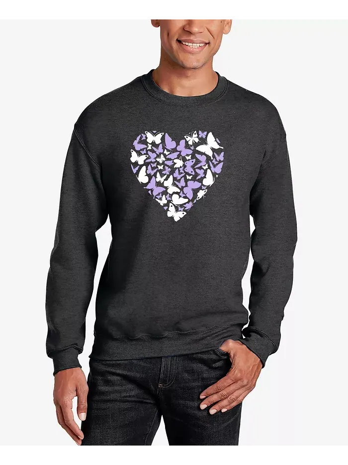 Мужская толстовка с принтом Butterfly Heart Word Art LA Pop Art — изображение 1 из 2, темный серый