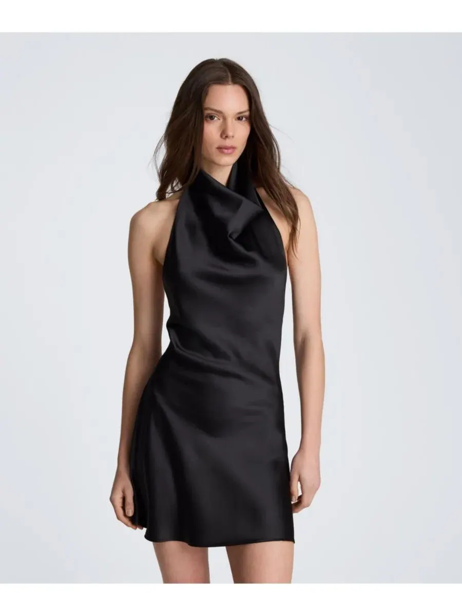 Платье-мини с открытой спиной, модель Halter Neck Open Back Kenneth Cole — изображение 3 из 5, черный