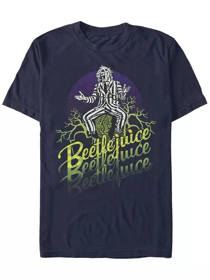 Футболка Beetlejuice Beetlejuice Stacked с коротким рукавом для мужчин Fifth Sun — изображение 1 из 1, темно-синий