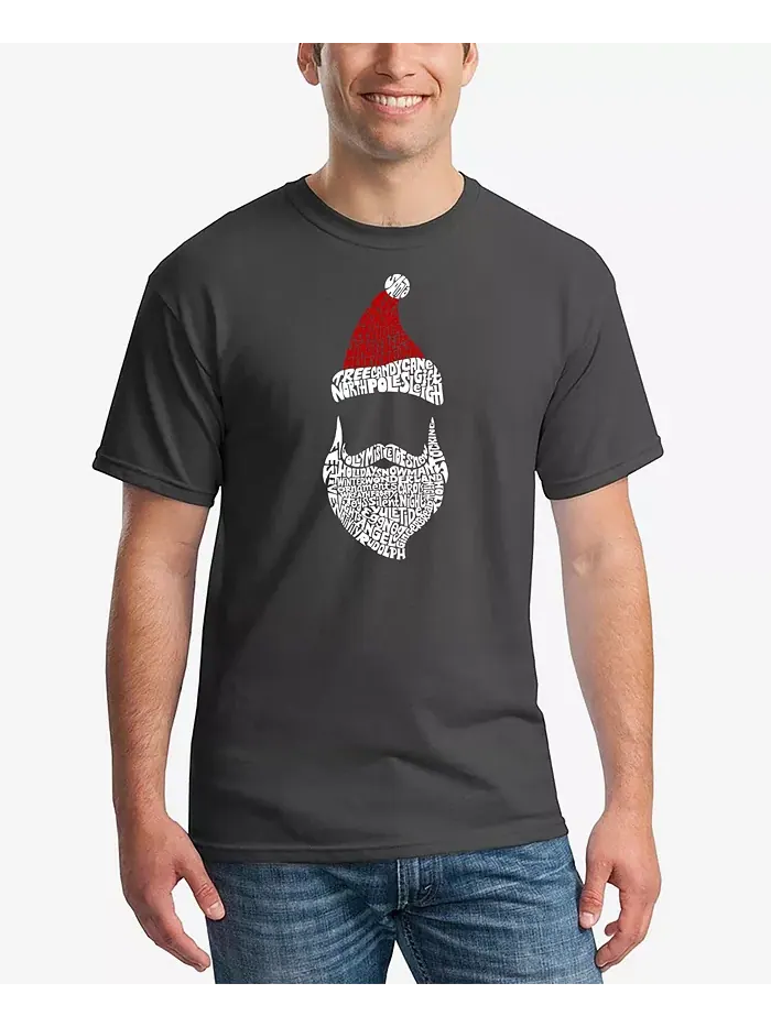 Мужская футболка Santa Claus с принтом Word Art LA Pop Art — изображение 1 из 3, темный серый