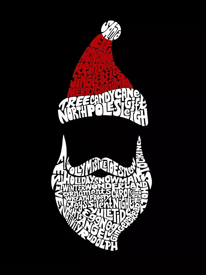 Мужская футболка Santa Claus с принтом Word Art LA Pop Art — изображение 3 из 3, темный серый