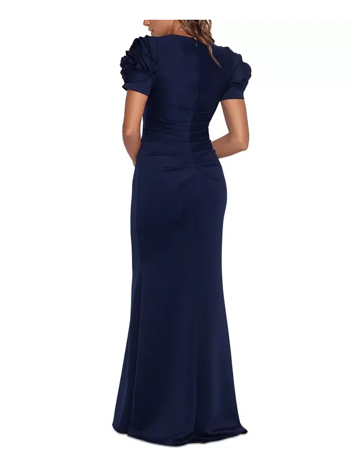 Платье с драпировкой и расклешенной юбкой Gown XSCAPE — изображение 2 из 2, синий