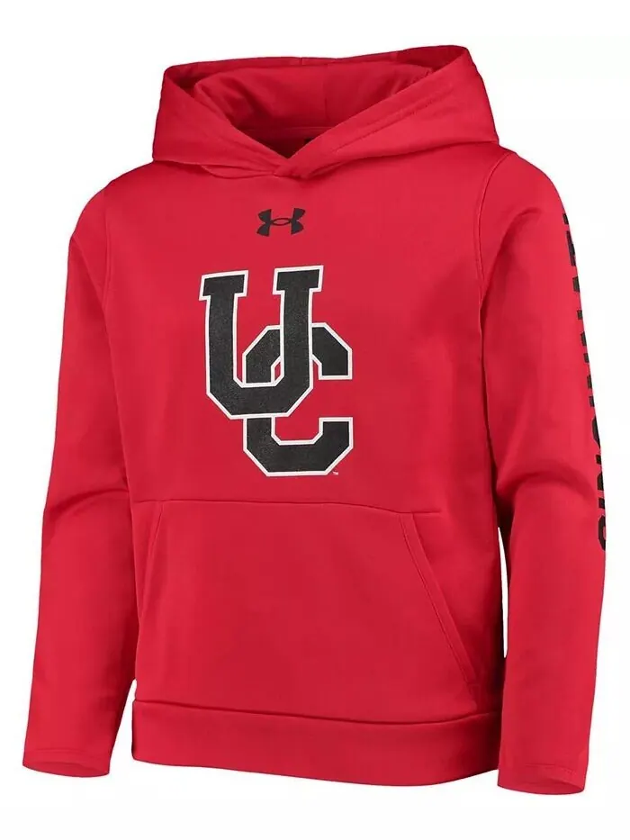Толстовка с капюшоном из флиса Cincinnati Bearcats Red 2-Hit для больших мальчиков и девочек Under — изображение 2 из 3