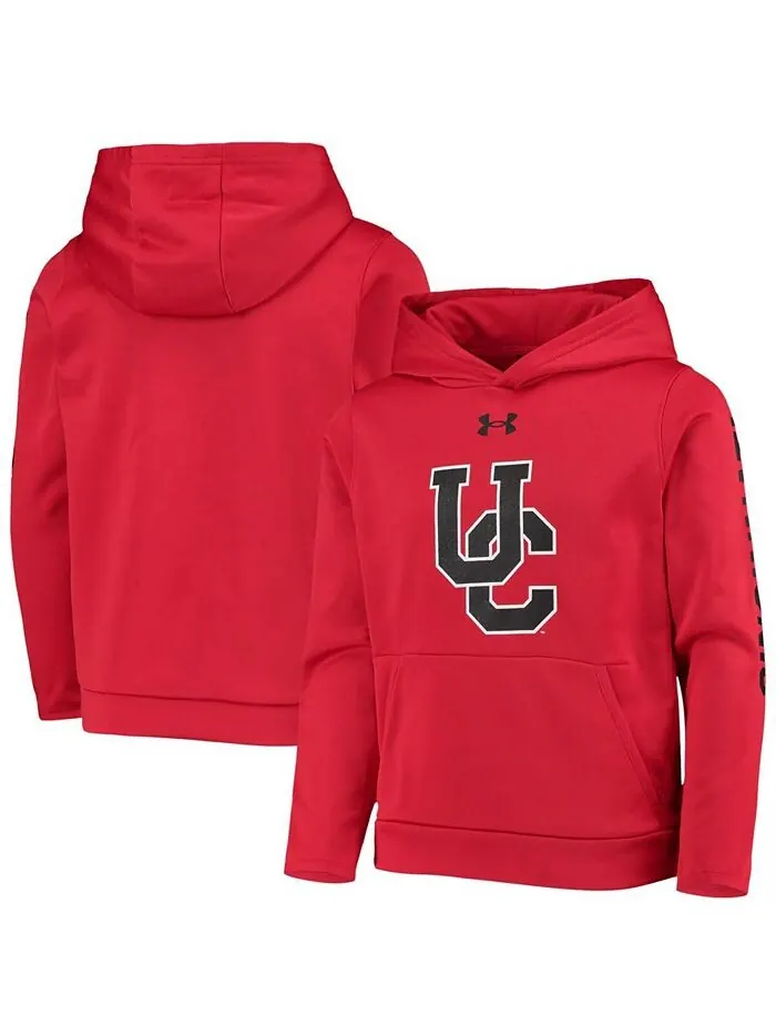 Красный флисовый пуловер с капюшоном для мальчиков и девочек Cincinnati Bearcats 2-Hit Under Armour — изображение 1 из 3