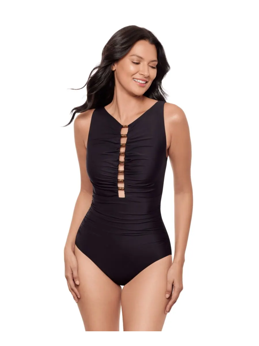 Женский слитный купальник Razzle Dazzle Swizzle на косточках Miraclesuit — изображение 1 из 4, черный
