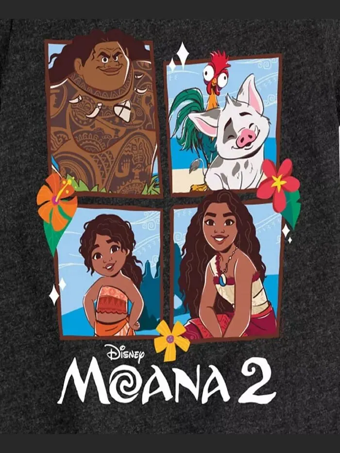 Футболка с коротким рукавом и принтом «Моана 2» для больших девочек Disney — изображение 3 из 3, черный