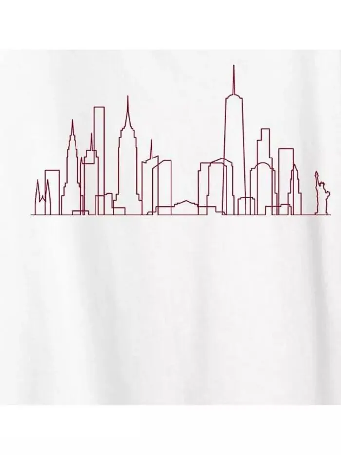 Футболка размера плюс с графическим принтом NYC Skyline Line Art Hybrid Apparel — изображение 2 из 3, белый